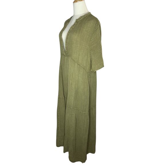 NWT Anthropologie The Kallie Flowy Green Moss Maxi Dress Relaxed Fit Size Large - Picture 8 of 12